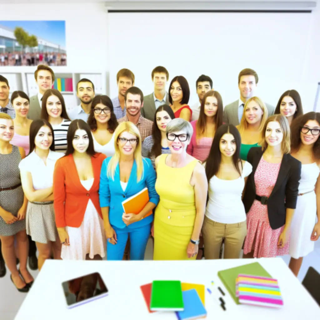 English Pro Academy tanári csapata egy modern tanteremben